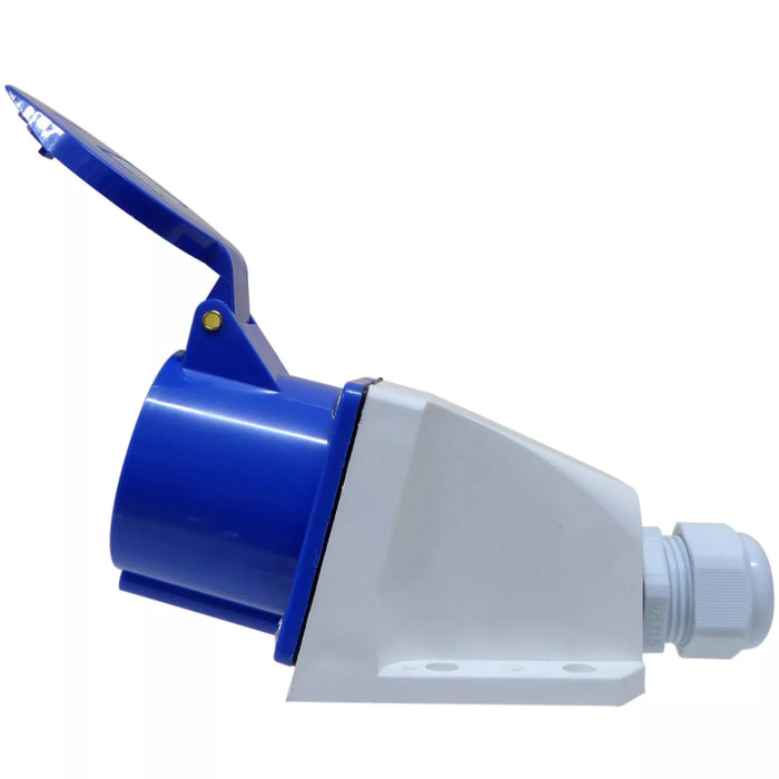 ESR ES32324 32a 3 Pin (2P+E) Blue IP44 Industrial Surface Socket M25 Thread 240V