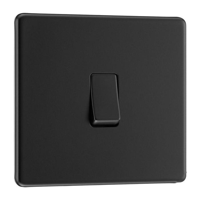 BG Nexus Flatplate Screwless Matt Black Intermediate Light Switch FFB13 20 Amp
