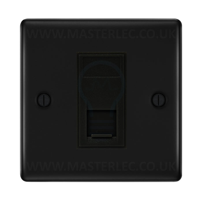 BG Matt Black NFBRJ4516AB 1 Gang RJ45 CAT6A Data Ethernet Outlet Socket Black Insert