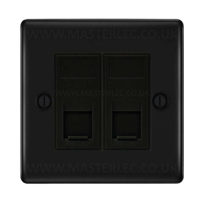 BG Matt Black NFBRJ4526AB 2 Gang RJ45 CAT6A Data Ethernet Outlet Socket Black Insert