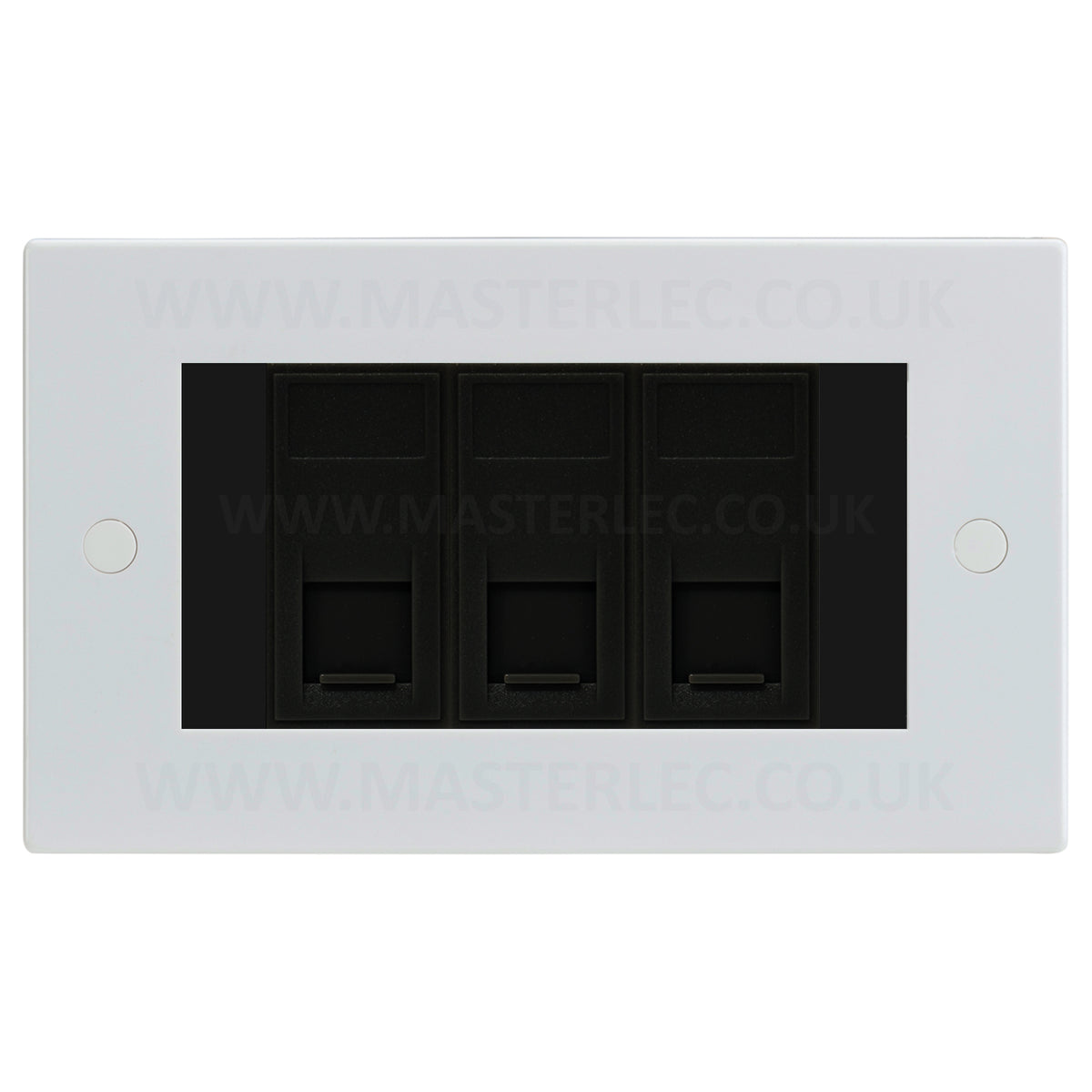 White Square Edge 3 Gang RJ45 CAT6A Data Ethernet Outlet Socket Black ...