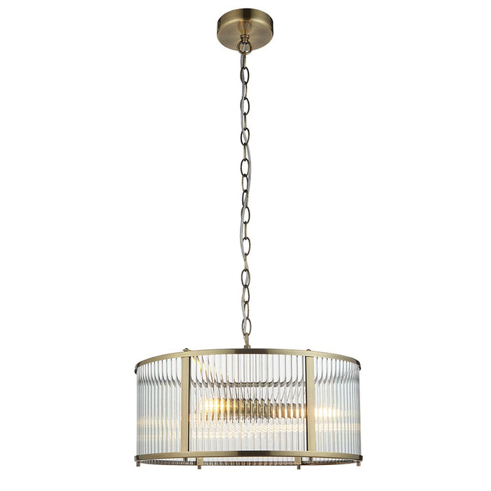 Endon Lighting Antique Brass Ridgeton 3lt Pendant