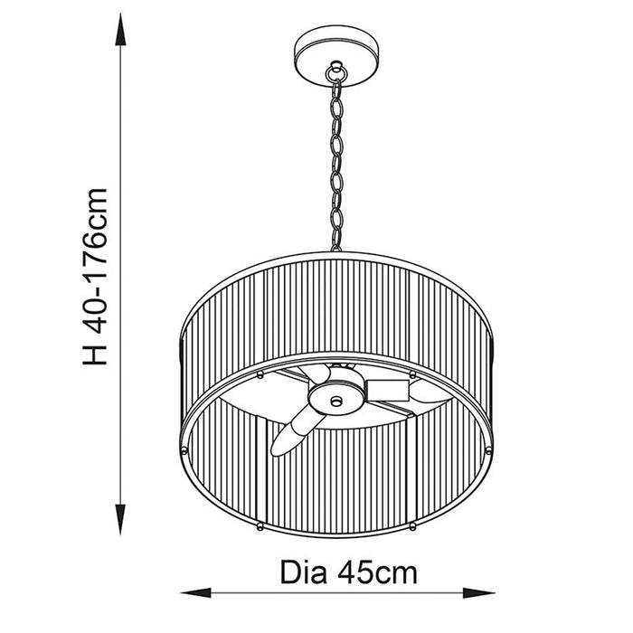 Endon Lighting Antique Brass Ridgeton 3lt Pendant