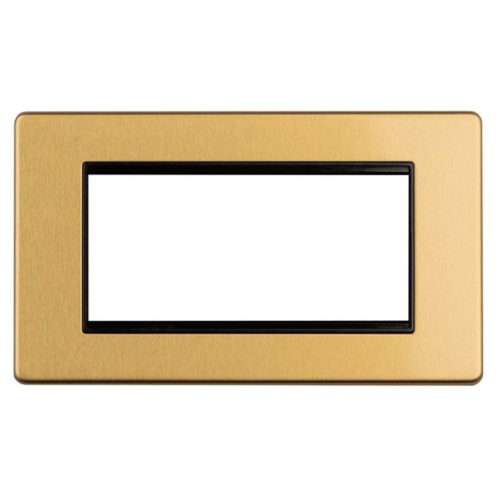 Antique Gold Screwless Quad Euro Module Faceplate (Rectangle) Concealed Plate Satin Brass CAGEMR4