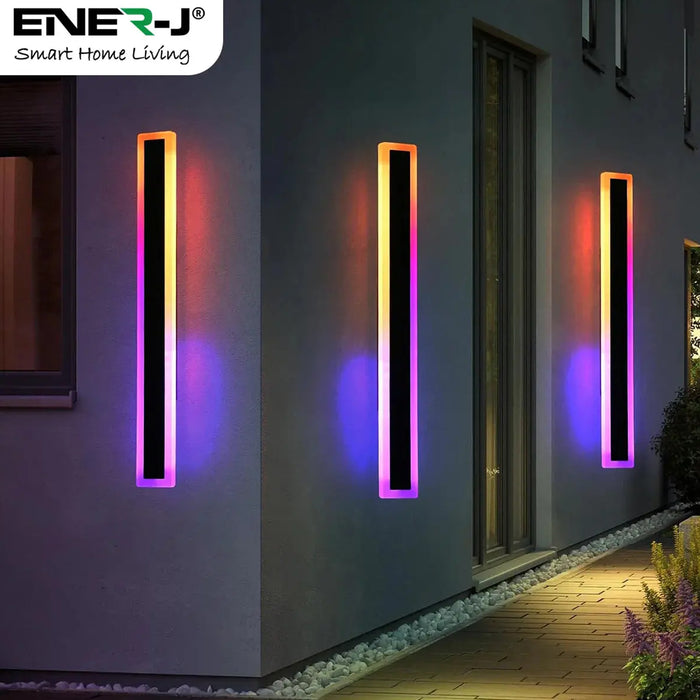 Outdoor Black Wall Lights, 60 x 8cm size Outdoor Acrylic Black Wall Lights, 12W Waterproof IP65 RGB