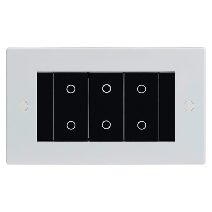 White 3 Gang Triple Master Touch Dimmer Switch Black Inserts