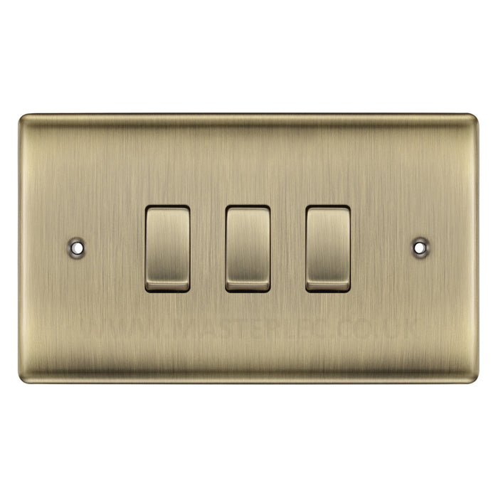 BG Nexus Metal Antique Brass Triple Light Switch Double Format Custom Grid Switch