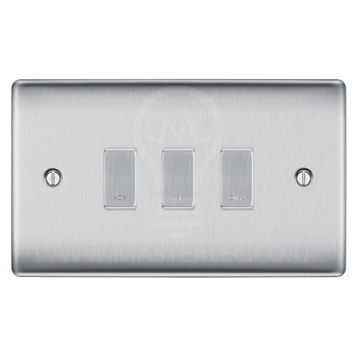 BG Brushed Steel 3 Gang Engraved Custom Labelled Appliance Grid Switch