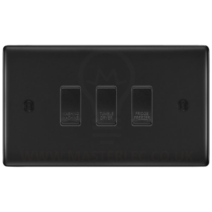 Engraved Utilities Switch BG Matt Black 3 Gang Engraved Appliance Custom Labelled Grid Switch ...