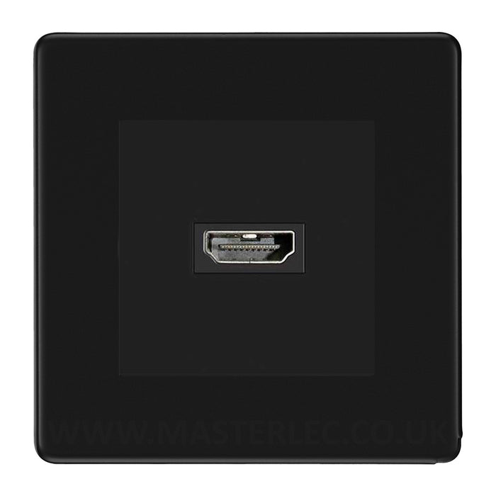 BG Nexus Flatplate Screwless Matt Black 1 Gang HDMI Socket Black Insert