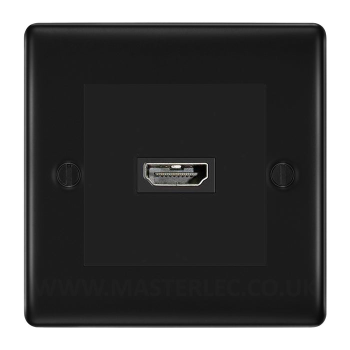 BG Nexus Matt Black 1 Gang HDMI Socket Black Insert
