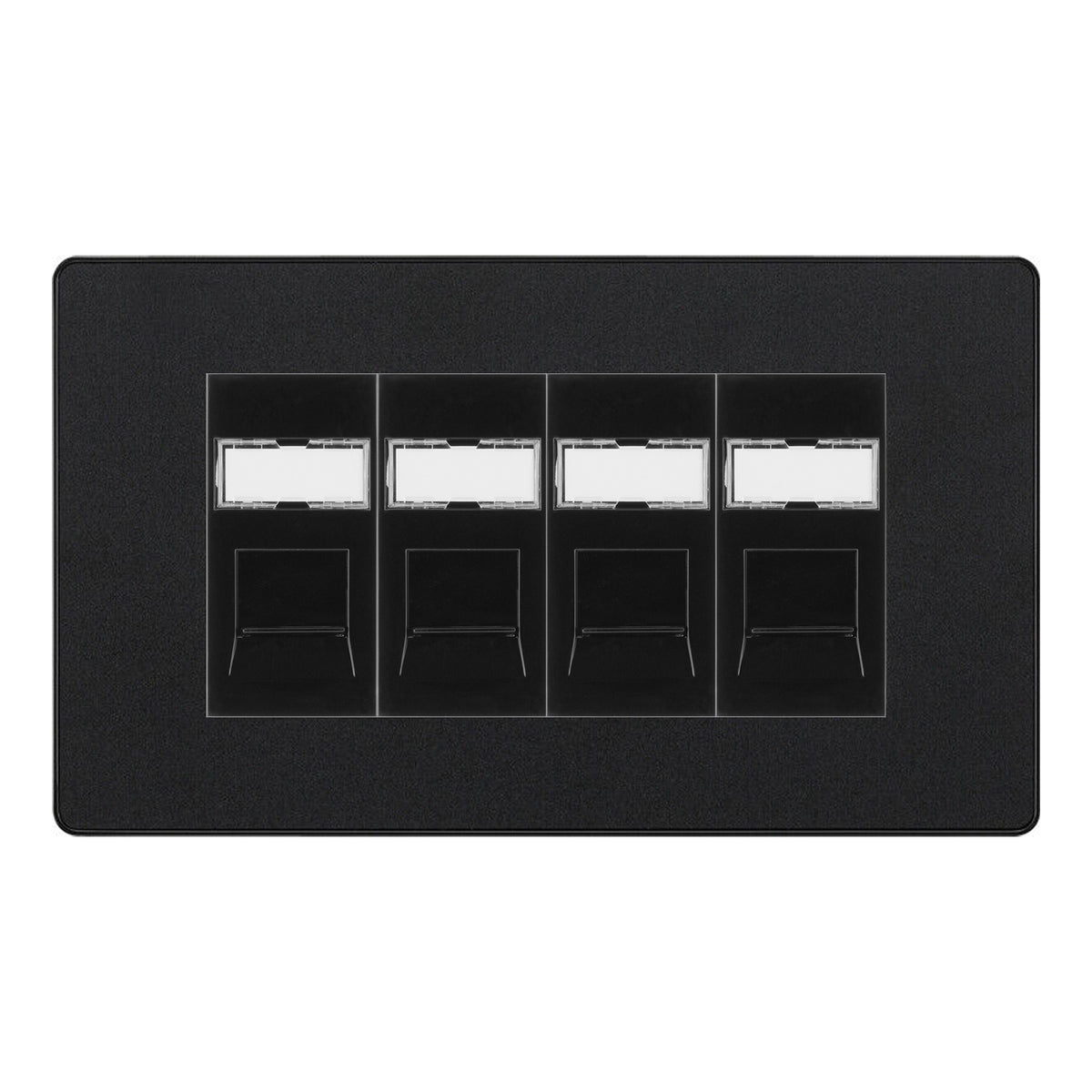 BG Evolve Matt Black Screwless 4 Gang RJ45 Socket PCDMBRJ454B — Masterlec