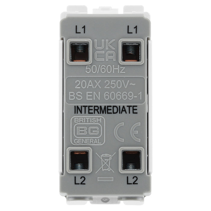 BG RFB13 Matt Black Intermediate Light Switch 20 Amp Grid Switch