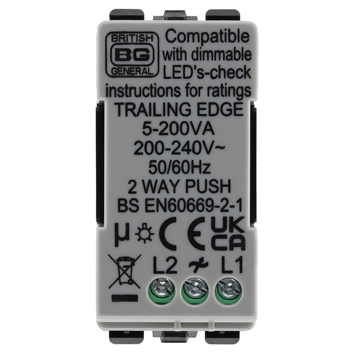 BG RFBDTR Matt Black Single Trailing Edge Dimmer Module Grid Light Switch