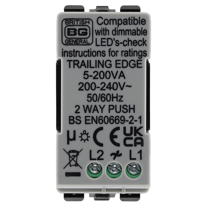Click Dimmer Module Grid BG RFBDTR Matt Black Single Trailing Edge Dimmer Module Grid Light Swi ...