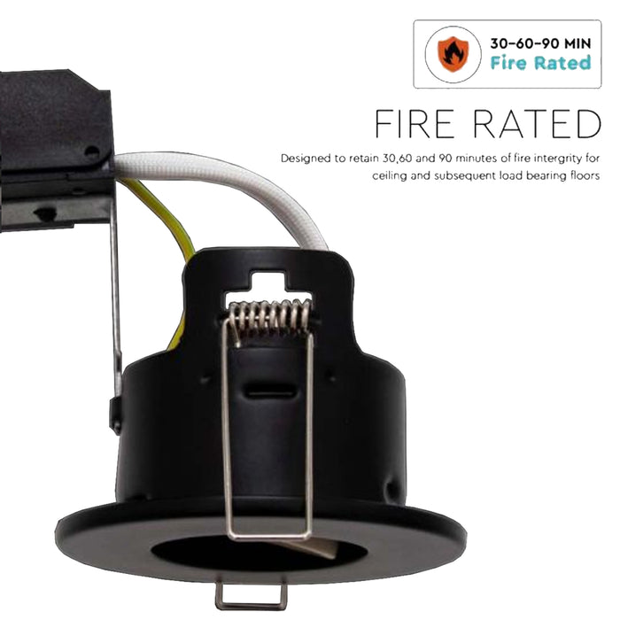 V-Tac Matt Black Fire Rated Downlight Canless GU10 IP20 VT-701CL 7681