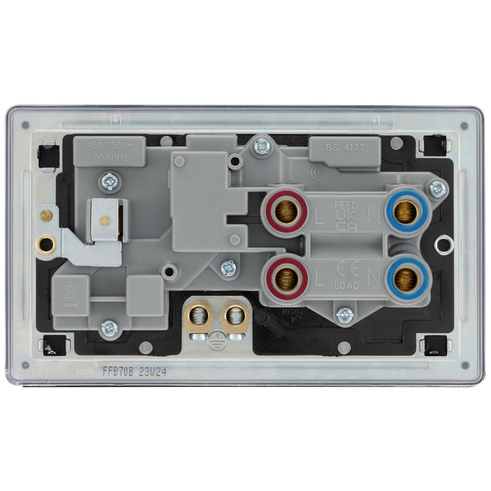 BG Nexus Flatplate Screwless Matt Black 45 Amp Cooker Control Unit Socket LED and Indicators FFB70B