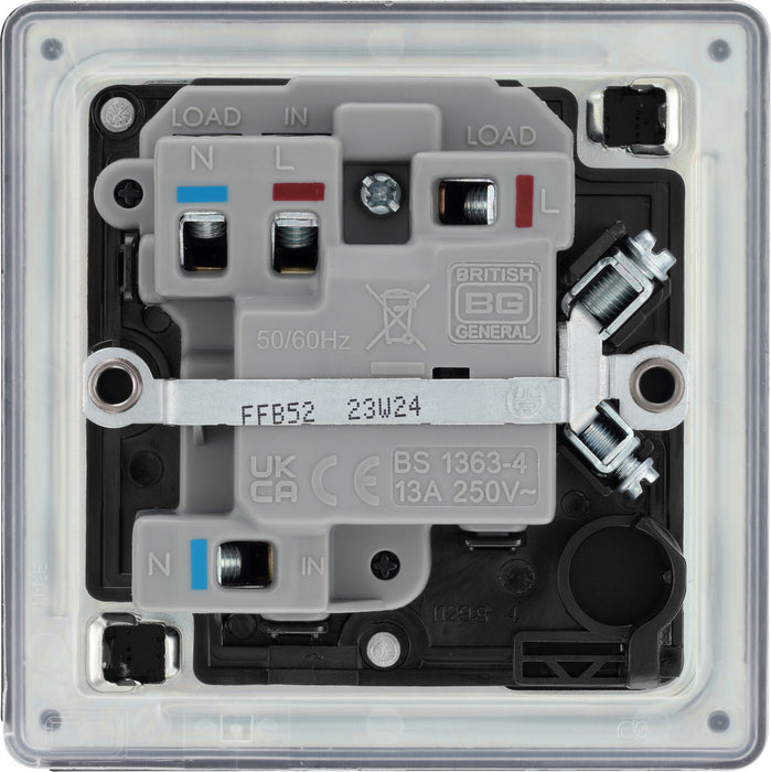 BG Nexus Flatplate Screwless Matt Black Switched Fused Spur Connection Unit with Neon FFB52