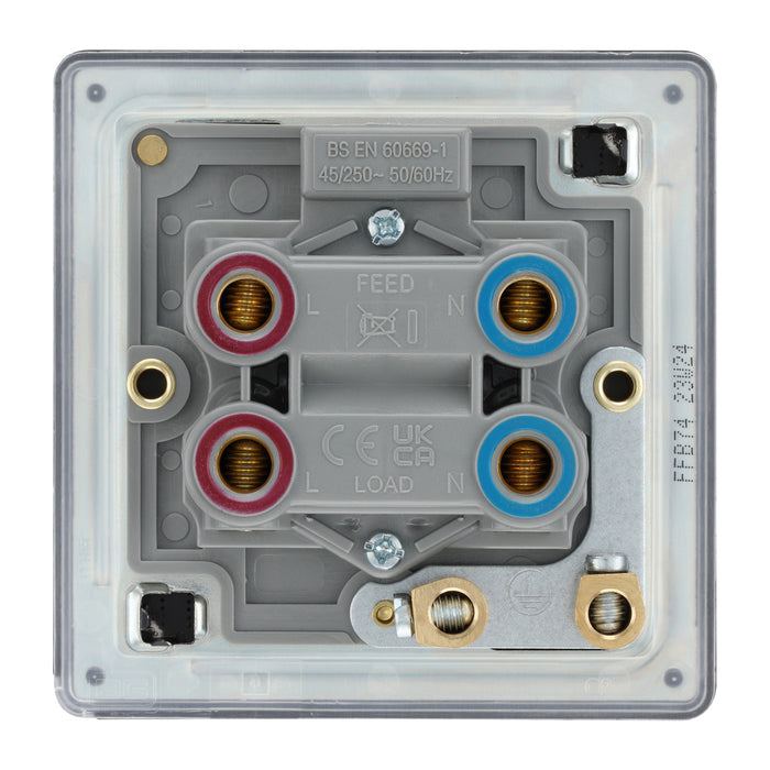 BG Nexus Flatplate Screwless Matt Black 45 Amp Double Pole Single Cooker Switch LED Indicator FFB74