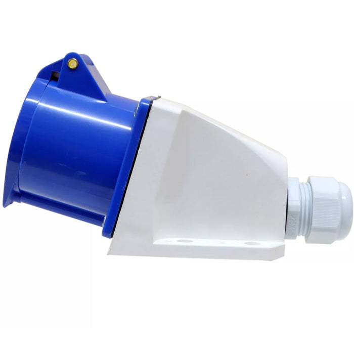 ESR ES32324 32a 3 Pin (2P+E) Blue IP44 Industrial Surface Socket M25 Thread 240V