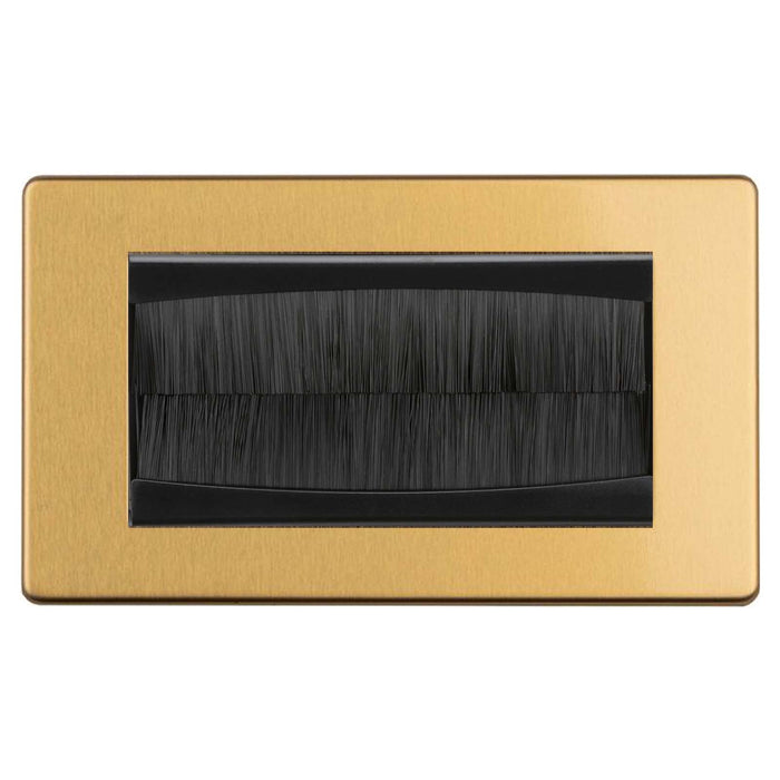 Antique Gold Screwless Double Brush Cable Entry (Rectangle) Concealed Plate Satin Brass CAG2GBCEB