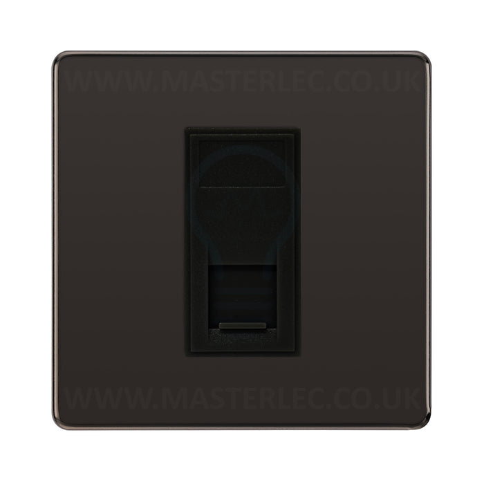 BG Screwless Black Nickel FBNRJ4516AB 1 Gang RJ45 CAT6A Data Ethernet Outlet Socket Black Insert