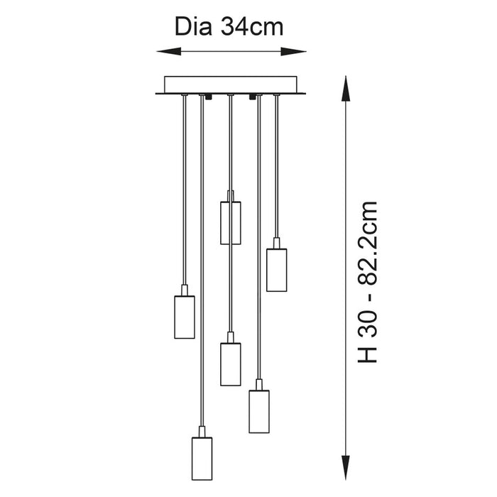 Endon Lighting Black Studio 6lt Pendant 81535
