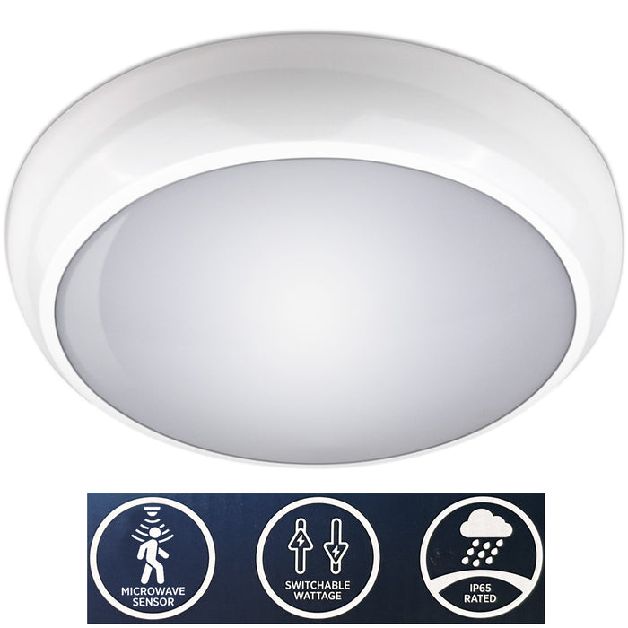 Bright Source 243557 9W/14W/18W Microwave Motion Sensor LED Polo Bulkhead Fitting CCT IP65