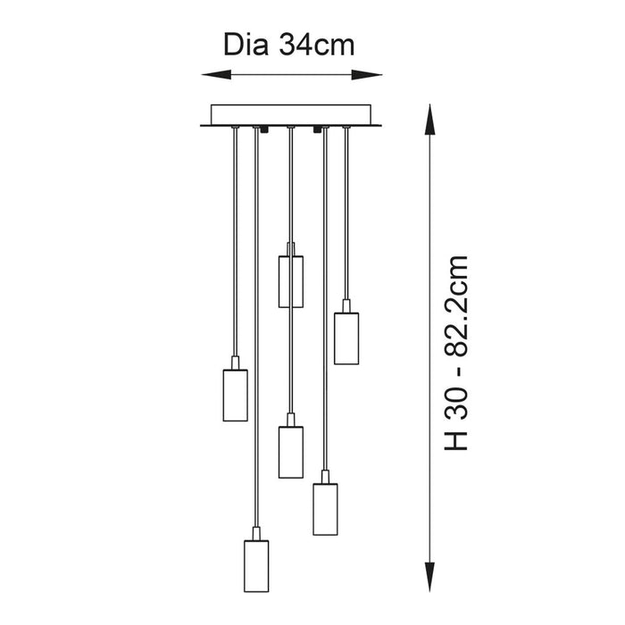 Endon Lighting Gold Studio 6lt Pendant 98136