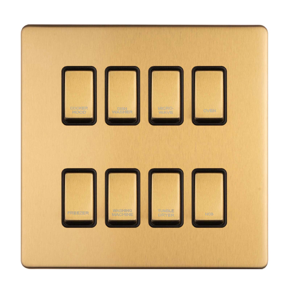 Antique Gold Screwless Custom Labelled Kitchen Appliance Grid Switch 8 ...