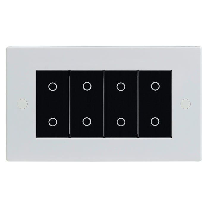 White 4 Gang Quad Master Touch Dimmer Switch Black Inserts