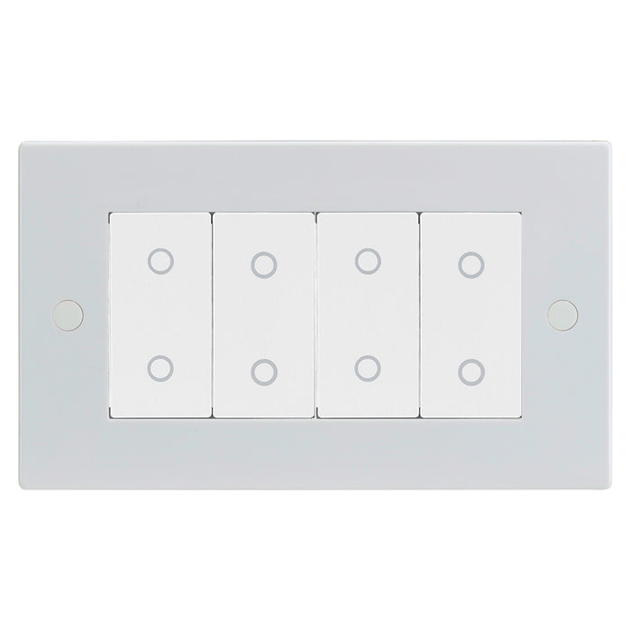 White 4 Gang Quad Master Touch Dimmer Switch White Inserts