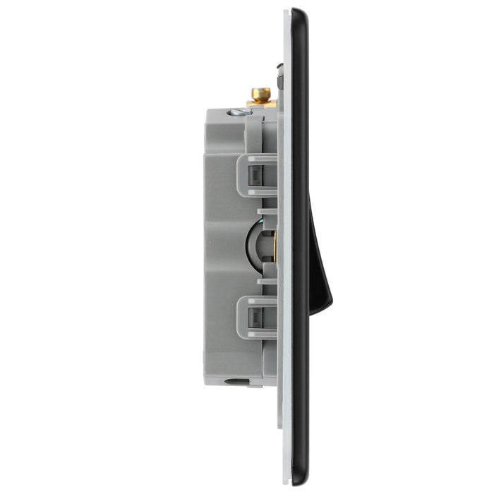 BG Nexus Flatplate Screwless Matt Black Triple Light Switch FFB43 20 Amp