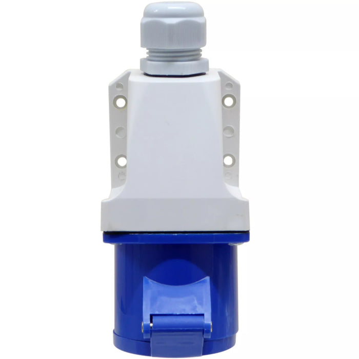 ESR ES32324 32a 3 Pin (2P+E) Blue IP44 Industrial Surface Socket M25 Thread 240V