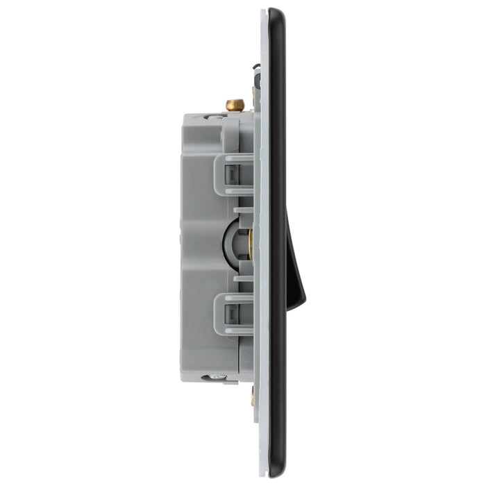 BG Nexus Flatplate Screwless Matt Black Fan Isolator Switch Triple Pole FFB15