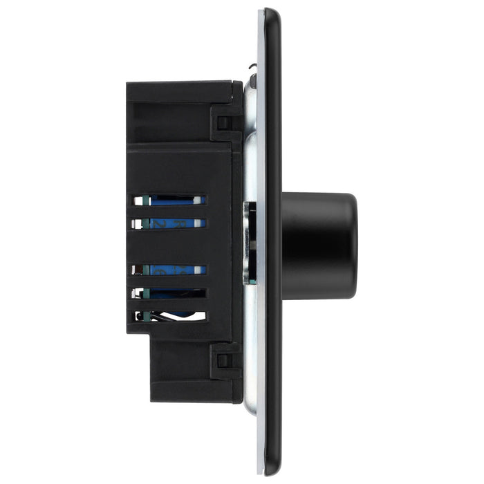 BG Nexus Flatplate Screwless Matt Black Trailing Edge Single Dimmer Switch 2 Way LED FFB81