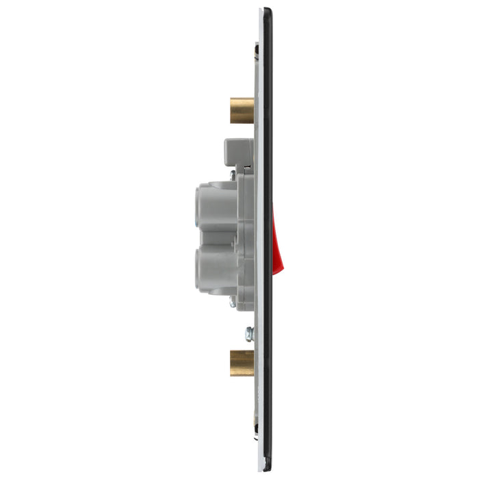 BG Nexus Flatplate Screwless Matt Black 45 Amp Double Pole Double Cooker Switch LED Indicator FFB72