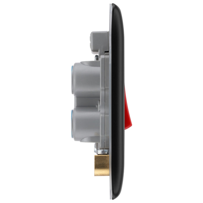 BG Nexus Matt Black 45 Amp Double Pole Single Cooker Switch LED Indicator NFB74