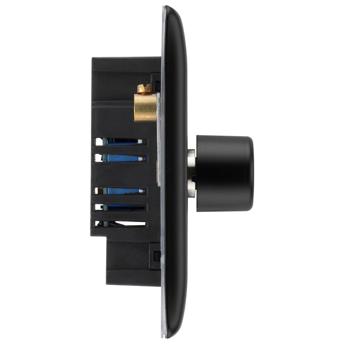 BG Nexus Metal Matt Black Trailing Edge Single Dimmer Switch 2 Way LED NFB81