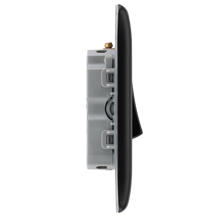 BG Nexus Metal Matt Black Triple Light Switch NFB43 20 Amp