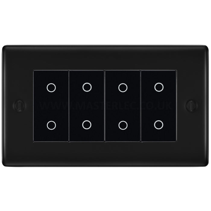 BG Nexus Matt Black Quad Master Touch Dimmer Switch Black Inserts