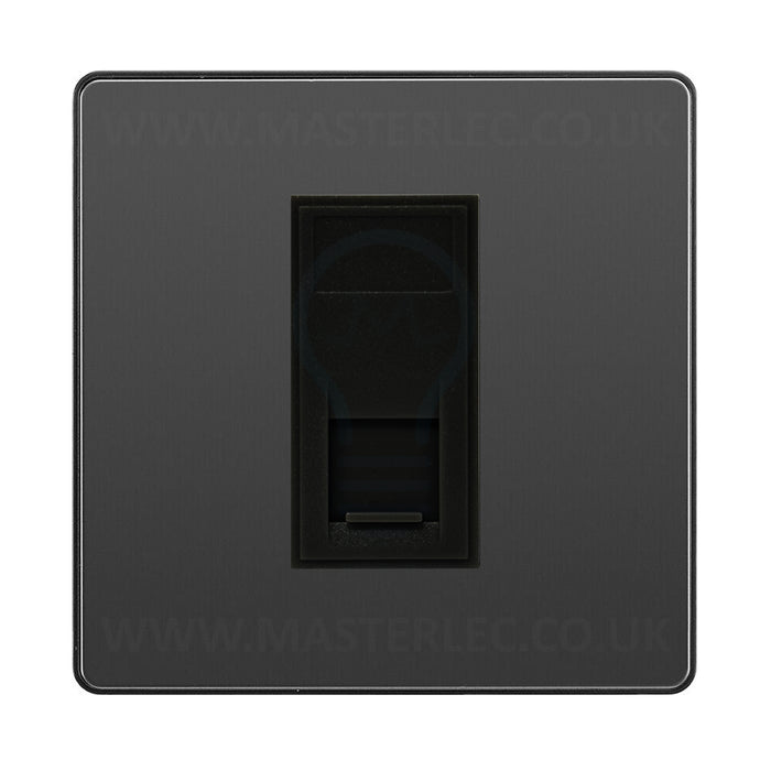 BG Evolve Black Chrome PCDBCRJ4516AB 1 Gang RJ45 CAT6A Data Ethernet Outlet Socket Black Insert