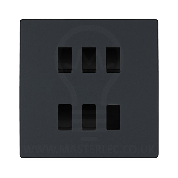 BG Evolve Matt Grey 5 Gang Custom Grid Light Switch