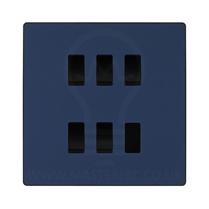 BG Evolve Matt Blue 5 Gang Custom Grid Light Switch