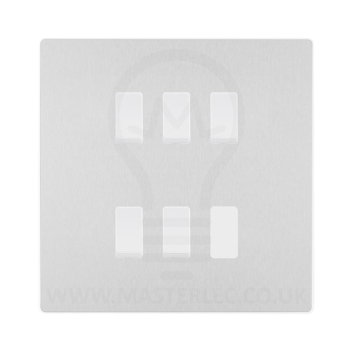 BG Evolve Brushed Steel 5 Gang Custom Grid Light Switch