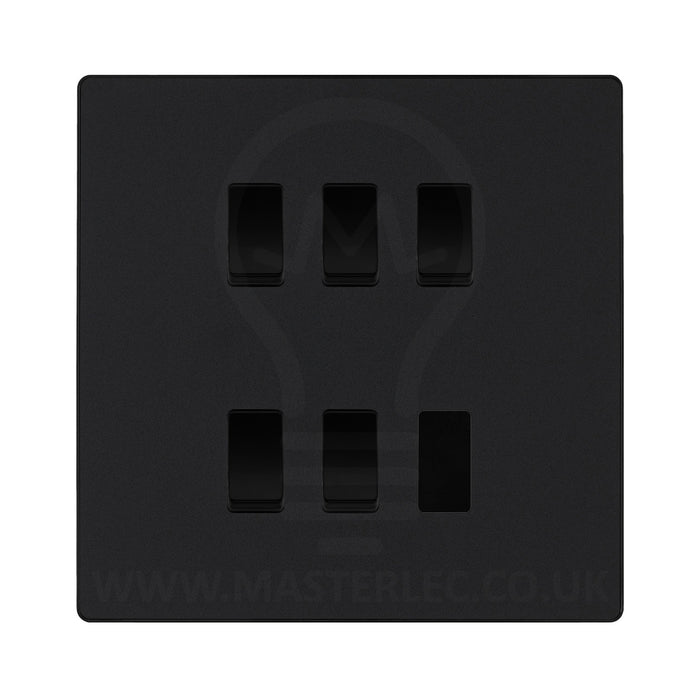 BG Evolve Matt Black 5 Gang Custom Grid Light Switch