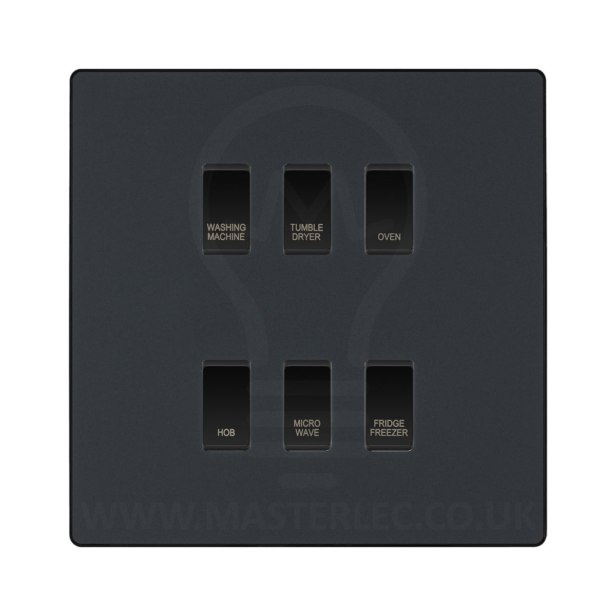 Master Switch Grey BG Evolve Matt Grey Custom Appliance Grid Switch 6 Gang Screwless ...