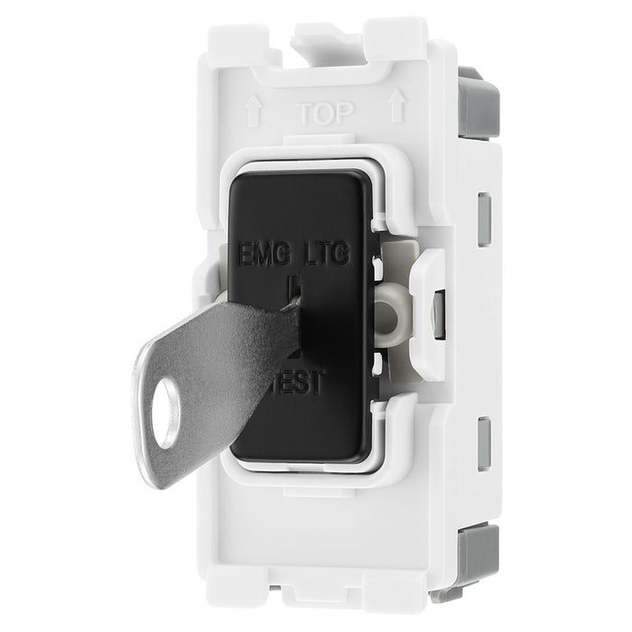 BG Nexus RFB12EL Matt Black 2 Way Single Pole Emergency Light Test Secret Key 20 Amp Grid Switch