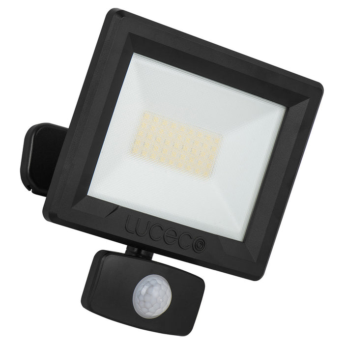 Luceco 30-Watt Essence Security PIR Floodlight with Ball Joint EFLD30B40P-06 4000K IP65 Black