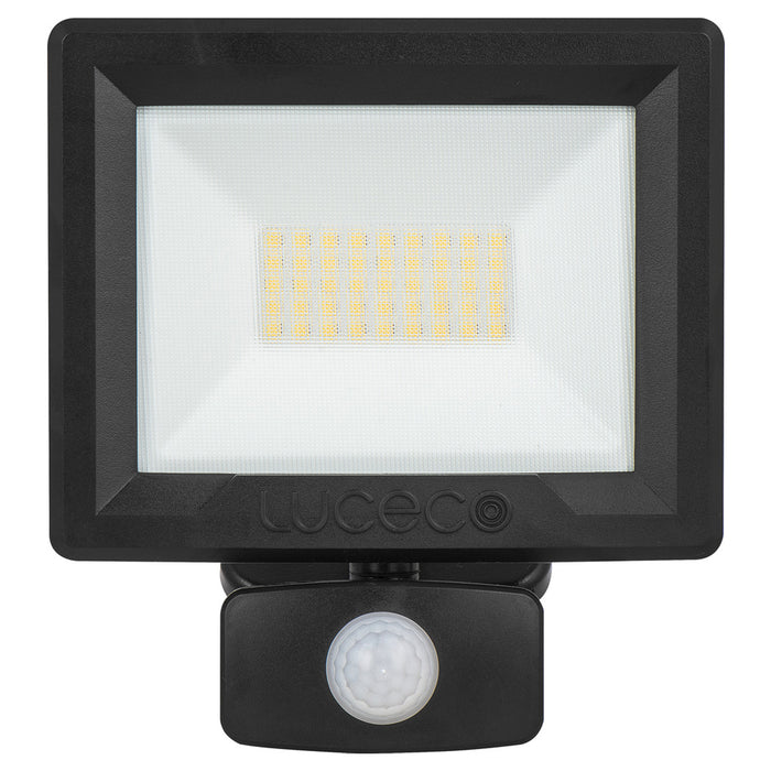 Luceco 30-Watt Essence Security PIR Floodlight with Ball Joint EFLD30B40P-06 4000K IP65 Black